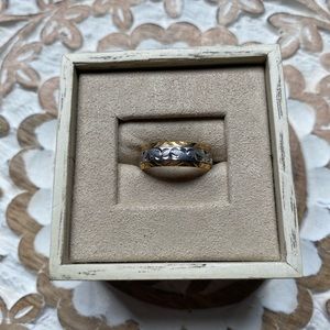 Silver & Gold tone ring with etching
